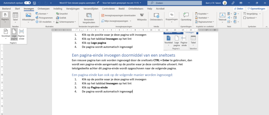 Hoe Maak Je Een Nieuwe Pagina Aan In Microsoft Word