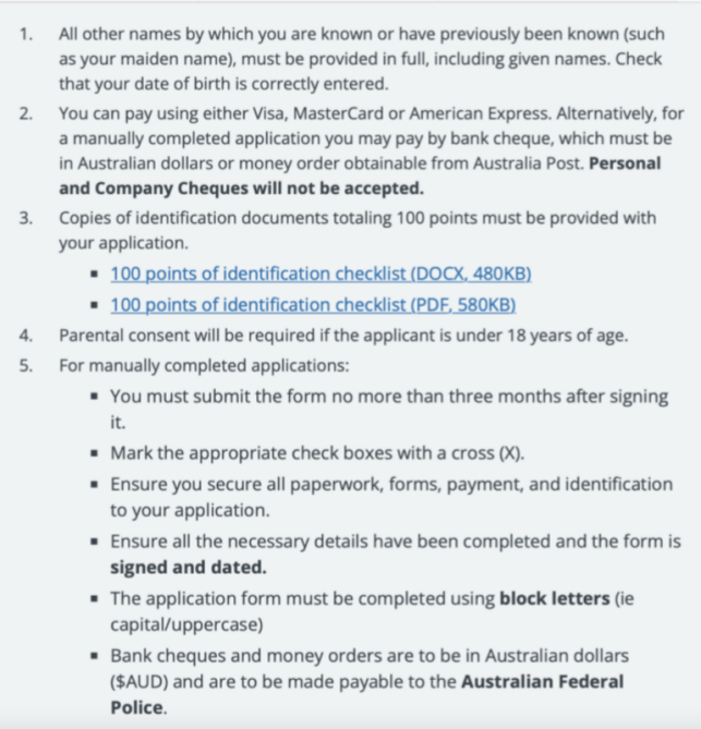 stepbystep plan AFP National Police Check