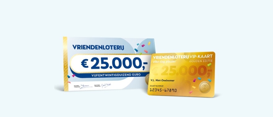 VriendenLoterij Gouden Kaart actie - Zie direct of u €25.000,- wint