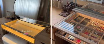 IKEA make-up tafel maken met ALEX ladeblokken: de viral glasplaat hack