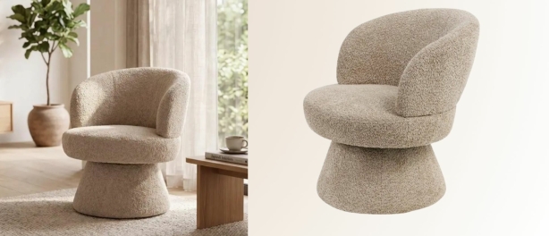 De Action draaifauteuil van €99 die zo in een Japandi interieur past
