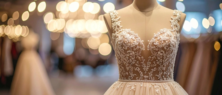 Het strijken van een trouwjurk