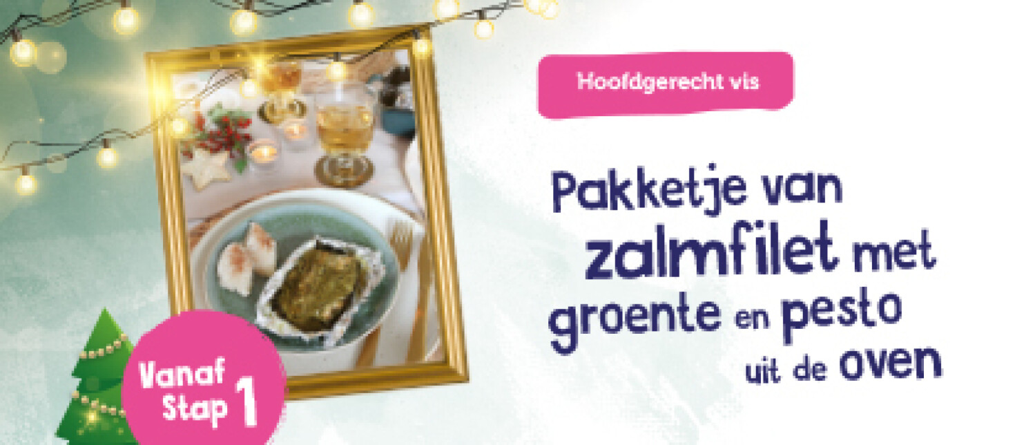 Pakketjevanzalmfilet met groente en pesto uit de oven Kerst gerecht