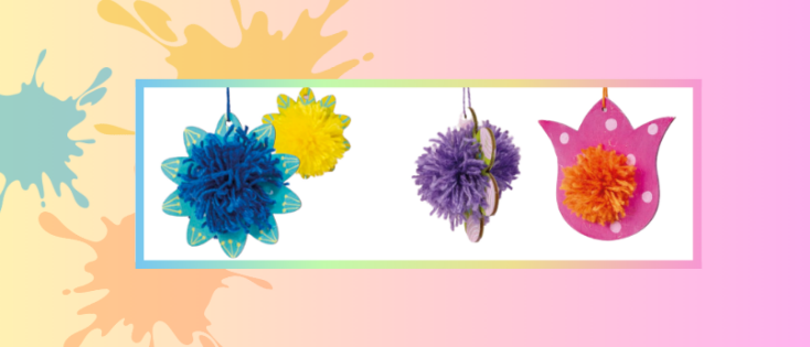 Lesidee Kleurrijke bloemen met pompons