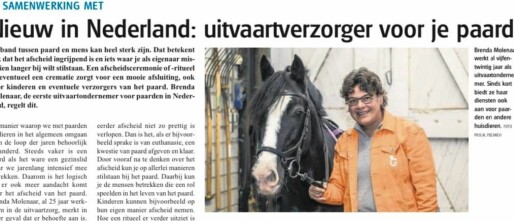 Trots! Brenda Molenaar Uitvaartzorg in de Paardenkrant