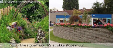 Stapelmuren in een natuurspeeltuin