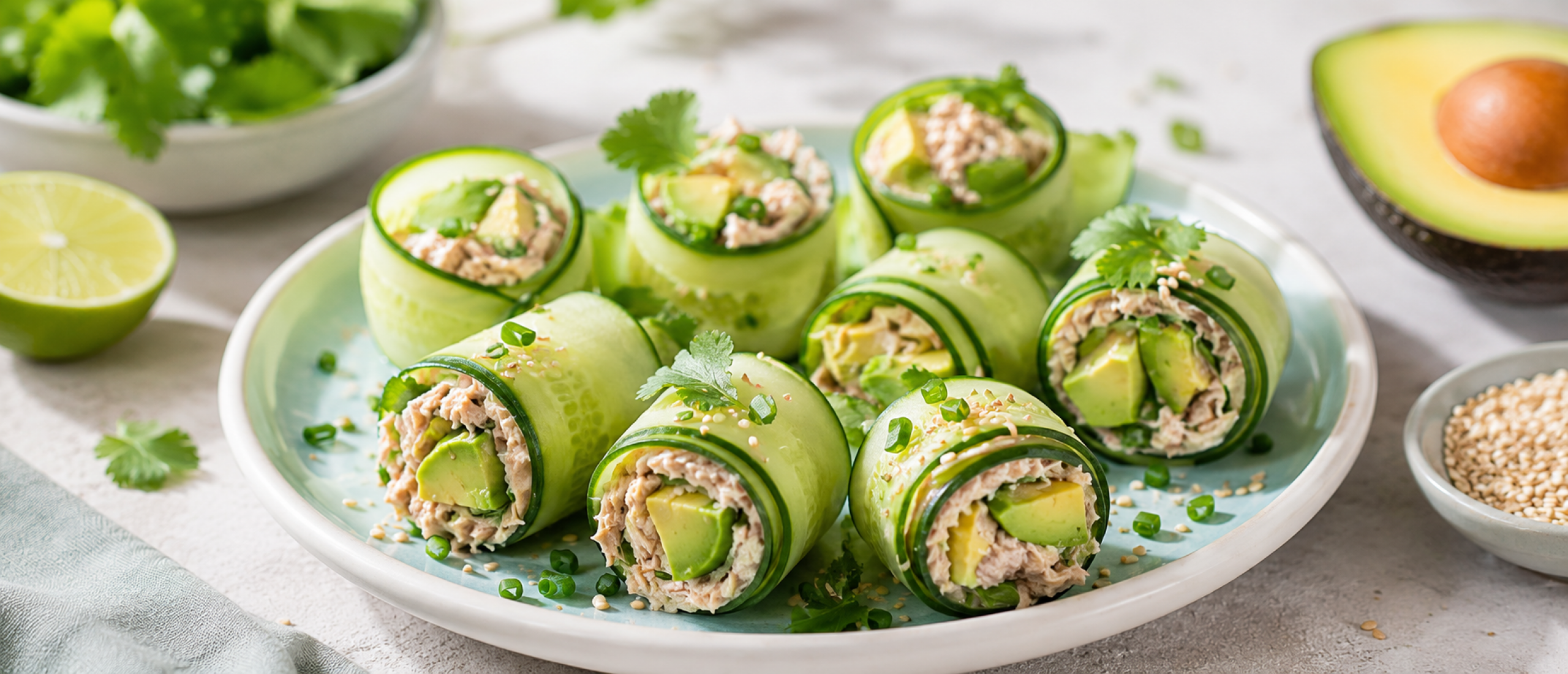 Komkommer sushi met avocado en tonijn | Stap 3 recept | Het 1 op 1 Dieet Caribbean
