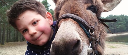 Op de rug van een ezel door Herperduin, wandelen met kids