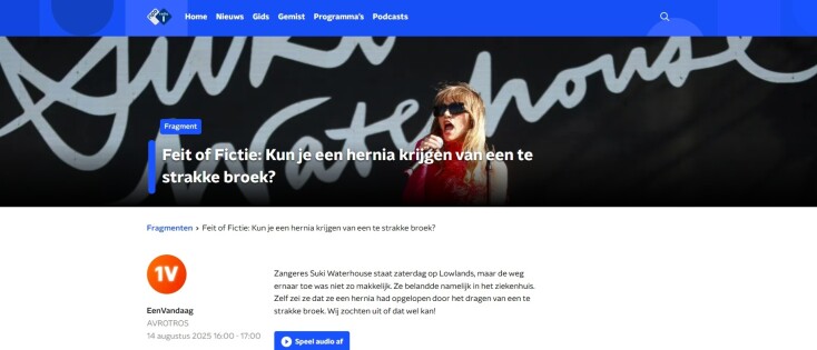 Een vandaag Feit of Fictie interview