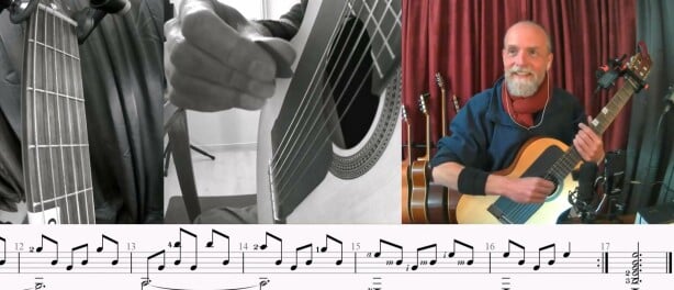 Met een plectrum 2 snaren die uit elkaar liggen tegelijk aanslaan