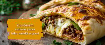 Calzone pizza met zuurdesem deeg, lekker, makkelijk en gezond.