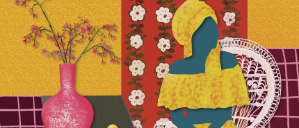 Kleurrijke Interieur Art Prints & Bloemen op Vaas