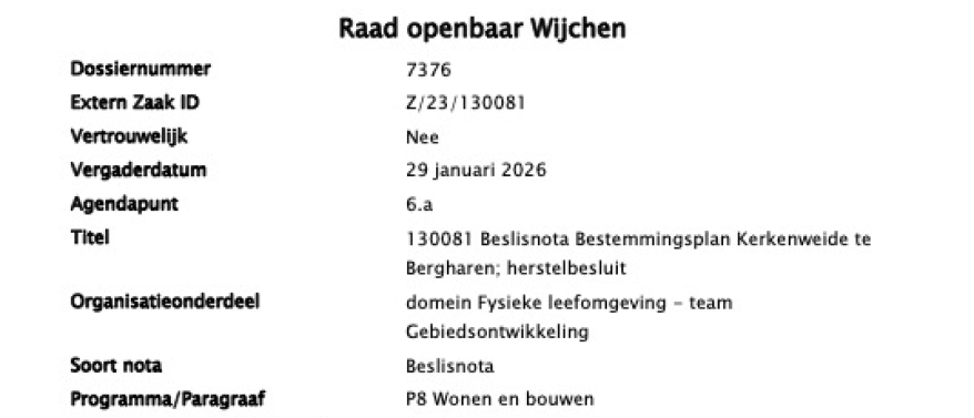 Herstelbesluit bestemmingsplan Kerkenweide vastgesteld