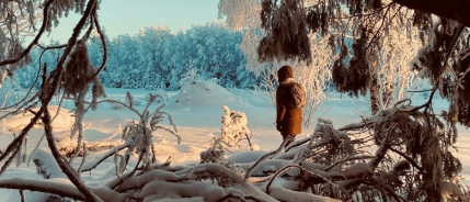 Zicht helen in Zweden: ontdooien in de kou