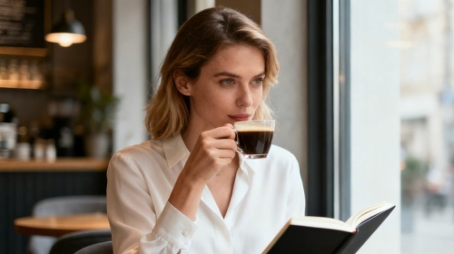 Woman drinking coffee