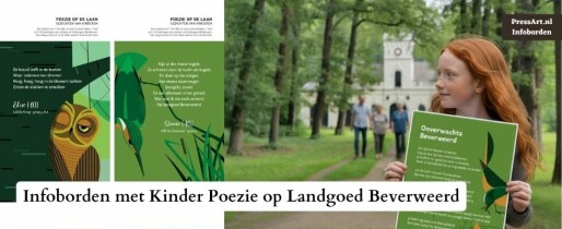 Infoborden met gedichten bij Landgoed Beverweerd
