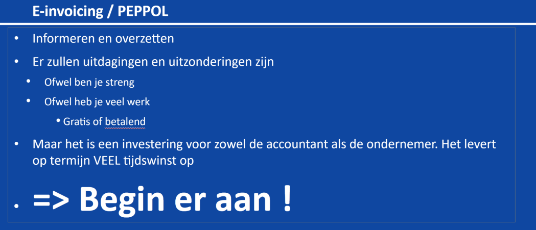 Recap webinar 11/06 E-invoicing update en ervaringsuitwisseling: hoe pak je de roll-out aan, hoe informeer je, hoe neem je de kleinste ondernemers mee