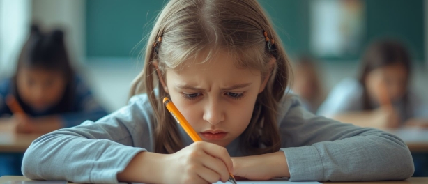 Mijn kind blokkeert bij toetsen