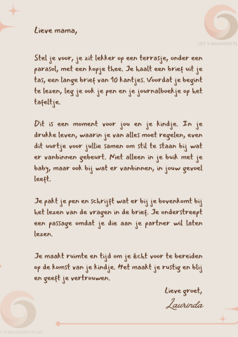 9-Maanden Plan brief Voorbereiding op het moederschap