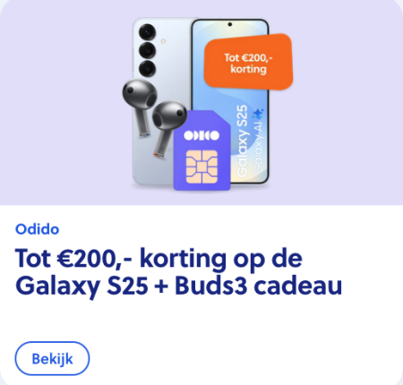 200 euro korting + Buds3 cadeau bij Odido