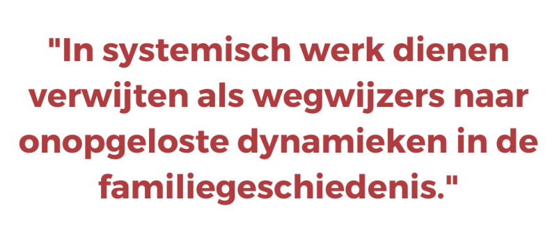 In systemisch werk dienen verwijten als wegwijzers naar onopgeloste dynamieken in de familiegeschiedenis In systemisch werk dienen verwijten als wegwijzers naar onopgeloste dynamieken in de familiegeschiedenis