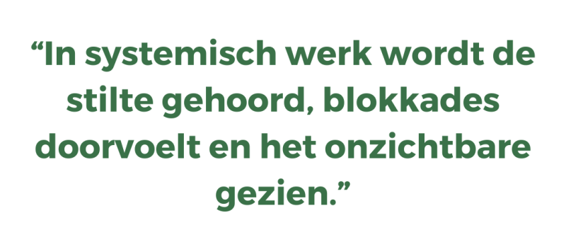 In systemisch werk wordt de stilte gehoord, blokkades doorvoelt en het onzichtbare gezien