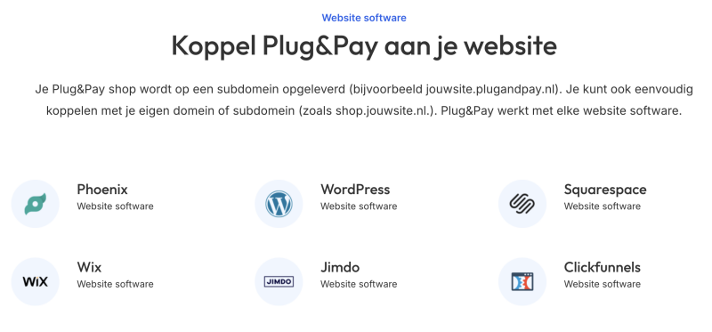 Plug & Pay software koppelen aan je website software