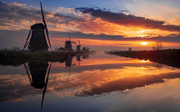 Haarscherpe foto van de molen bij Kinderdijk