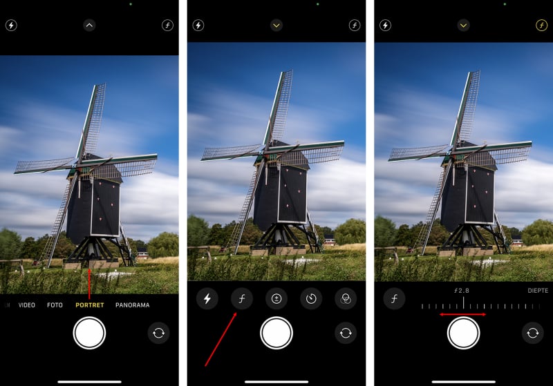 Scherptediepte instellen op de iPhone