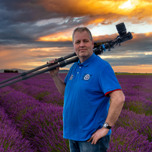 Fototrainer en docent Michel Voogd tijdens de landschapsfotografie