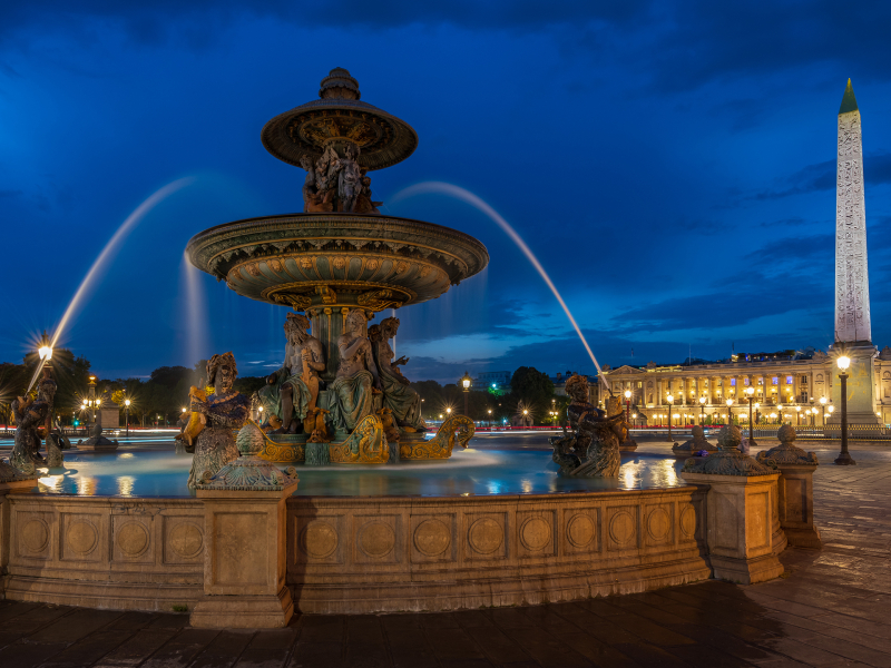 Fontein en obelisk op de Place de la Concorde, Parijs