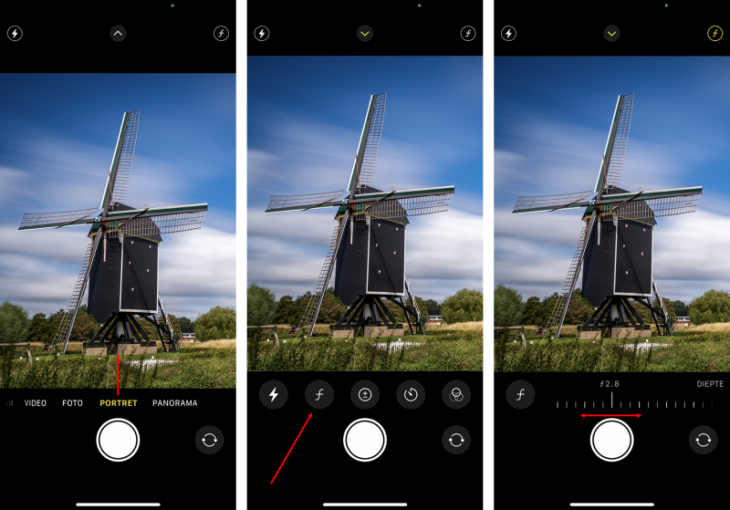 Scherptediepte instellen op de iPhone