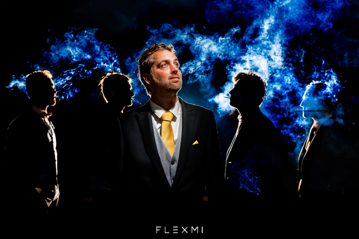 Creatieve flits foto met de bruidegom