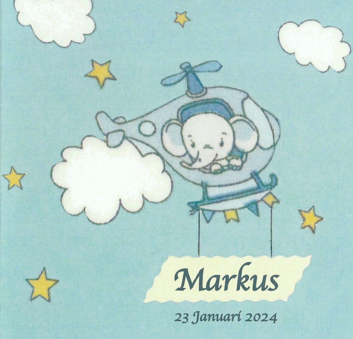 Geboortekaartje van Markus, een teken van nieuw leven dankzij Acupuncto's zorg