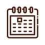 Icoon van een kalender, symbool voor het herstellen van hormonale balans en het bereiken van een regelmatige menstruatiecyclus door acupunctuur.