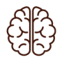 Icoon van een brein, symbolisch voor het bevorderen van mentale balans en stressverlichting door acupunctuur bij PMS-gerelateerde klachten.