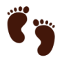 Icoon van babyvoetjes symboliseert acupunctuur voor bevallingsbegeleiding en weeënstimulatie.
