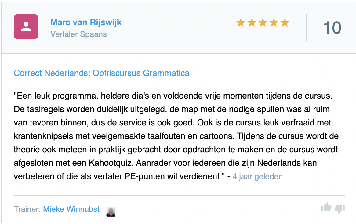 PE-punten vertaler Tolk-vertaler PE-punten