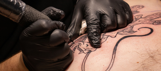 Close up shot anime dragonball z tattoo