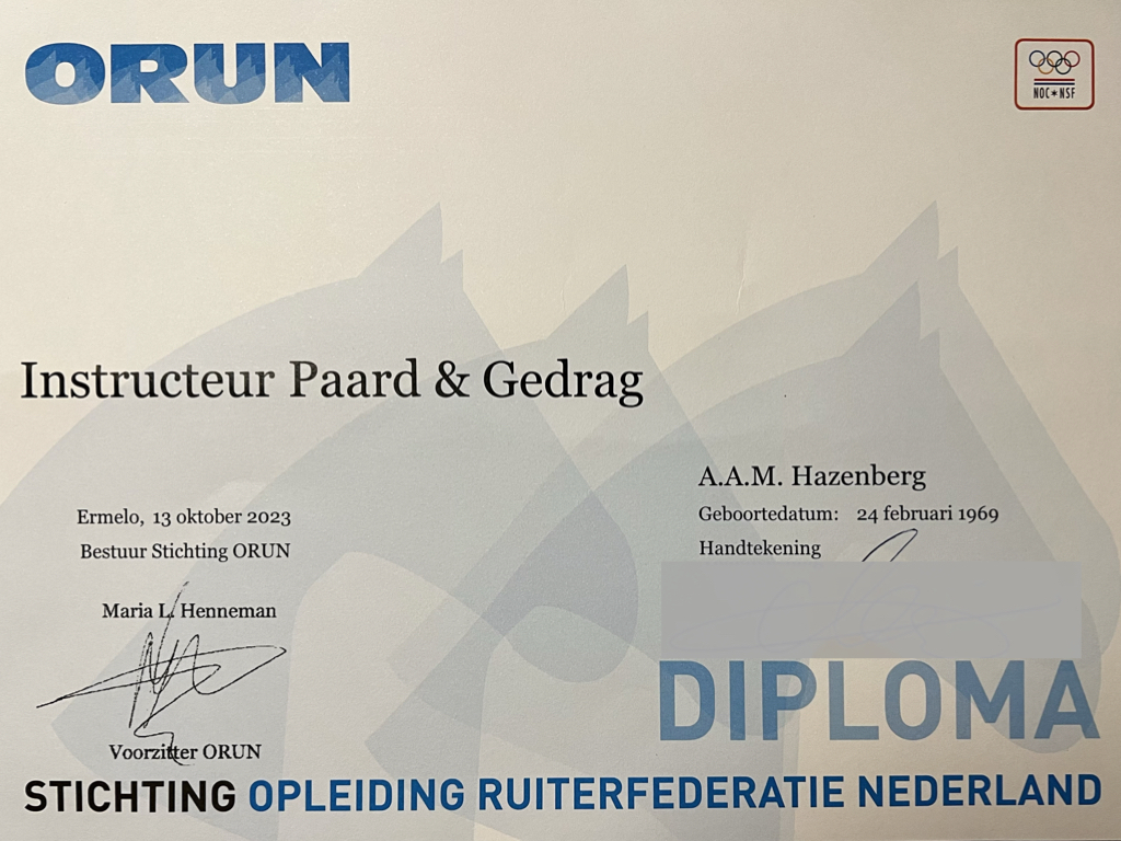 ORUN3 instructeur Paard en Gedrag