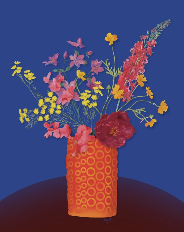 Kleurrijk bloemen illustraties Angela peters