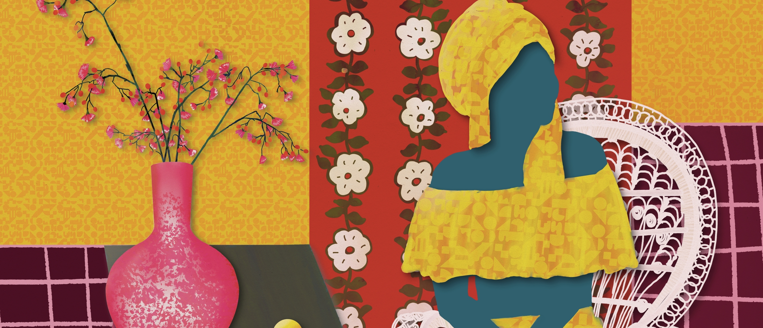 Kleurrijke Interieur Art Prints & Bloemen op Vaas