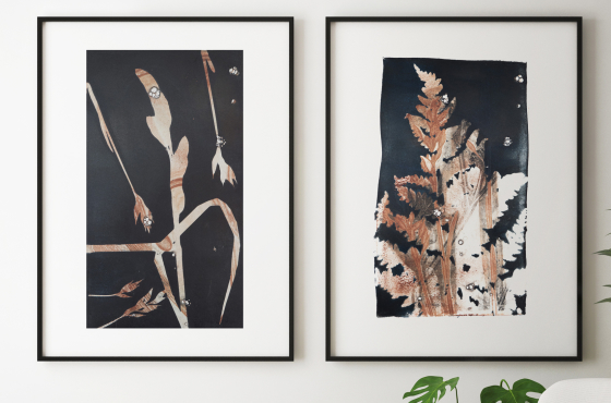 Monoprint afdrukken van Angela Peters