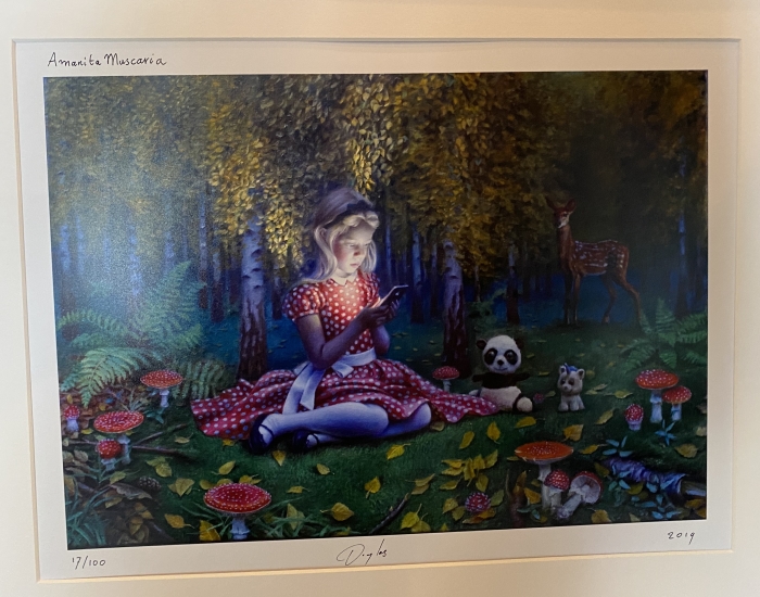 meisje met paddenstoelen artprint