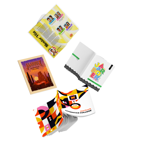 Vier boeken die dwarrelend worden weergegeven.
