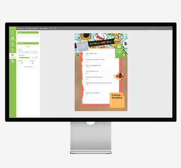 Apprentice opmaakeditor voor het ontwerpen van een jaarboek op computerscherm