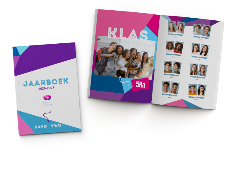 Een mockup met 2 jaarboeken.