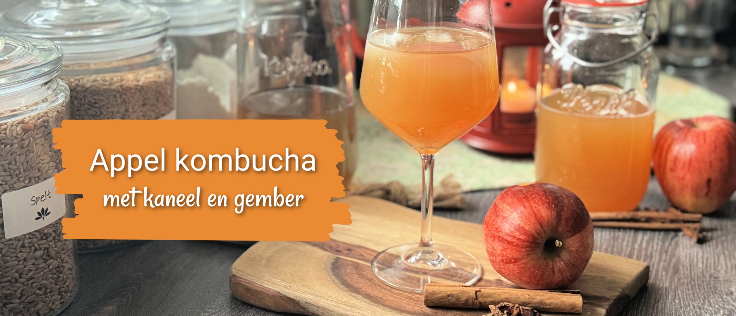 Appel kombucha met kaneel en gember