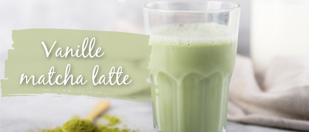 Vanille matcha latte, heerlijke groene power met vanille extract!
