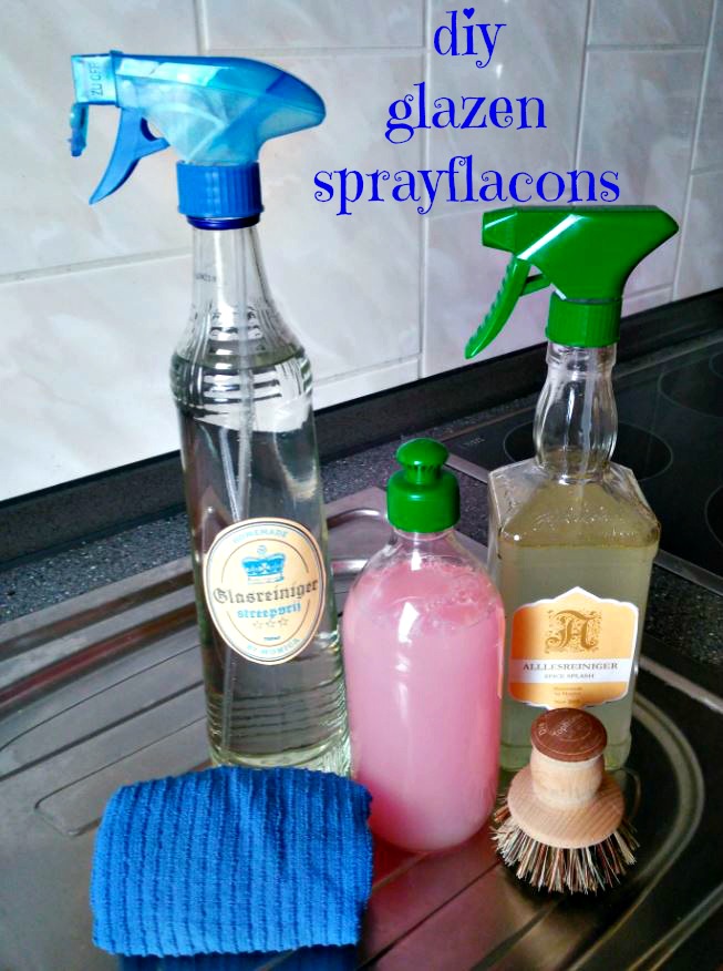 DIY glazen sprayflacons voor je natuurlijke reingigingsmiddelen.